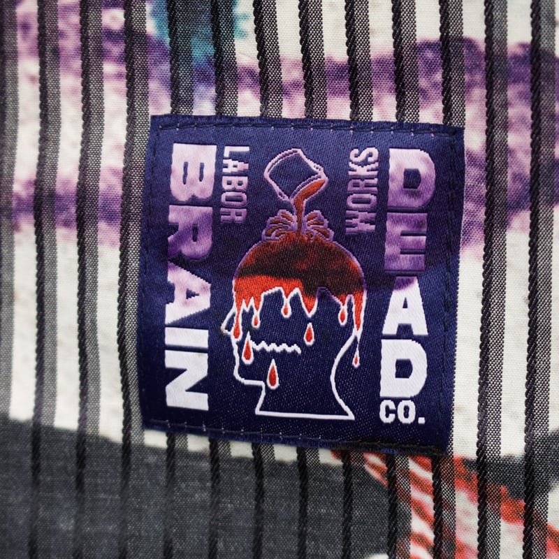 BRAIN DEAD | ANGEL STRIPED HALF ZIP WORK SHIRT