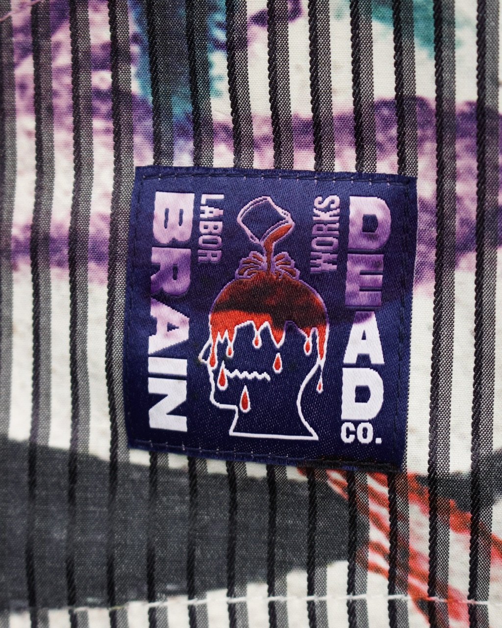 BRAIN DEAD | ANGEL STRIPED HALF ZIP WORK SHIRT