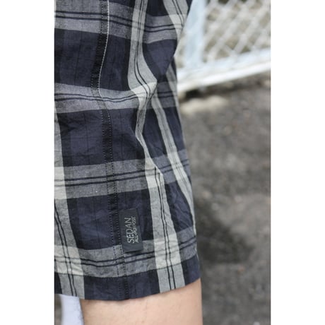 SEDAN ALL-PURPOSE| Cotton Linen Plaid Shorts(Khaki x Navy)