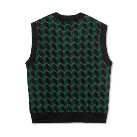 POLAR SKATE CO. / ZIG ZAG KNIT VEST (BLACK/DARK TEAL)