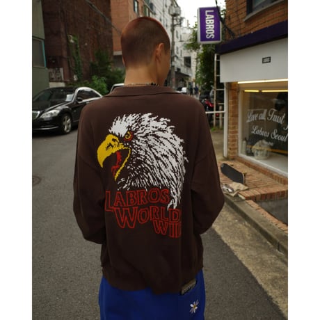 LABROS / Eagle Zip Up Sweater (Brown)