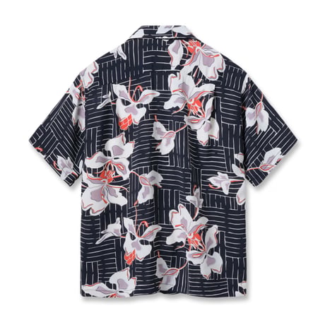 SUN SURF / RAYON HAWAIIAN SHIRT "WHITE GINGER" (BLACK)