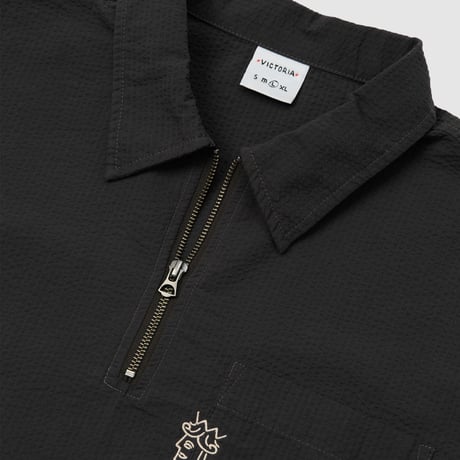 VICTORIA HK / SEERSUCKER QUARTER ZIP SHIRT(BLACK)