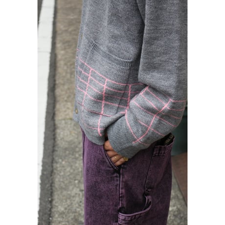Little Yarmouth | Grid Knit Cardigan (Gray))