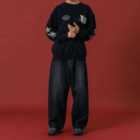 XLARGE | WASHED BAGGY DENIM PANTS(BLACK)