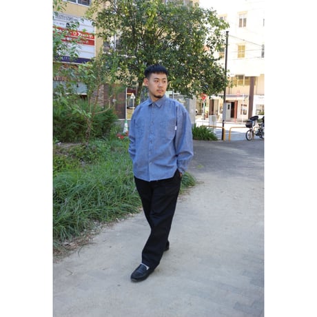 BE-SHARE |Big silhouette chambray shirts(Blue)