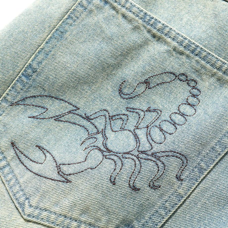 Butter Goods| Scorpion Stitch Denim Shorts (Tinted Light Blue)