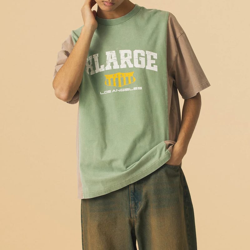 XLARGE | PANELED S/S TEE(GREEN) | T.F.L online. XLARGE | PANELED S/S TEE(GREEN) | T.F.L online.