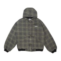 HODDLE | HOODED QUILTED DENIM JACKET (PLAID)