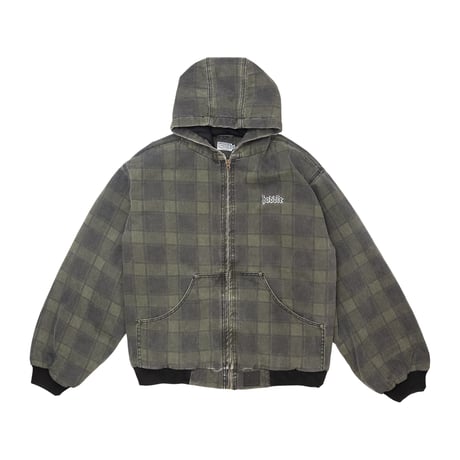 HODDLE | HOODED QUILTED DENIM JACKET (PLAID)