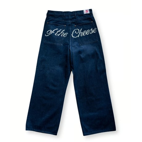 SON OF THE CHEESE | EMBROIDERED WIDE DENIM PANTS(DARK)