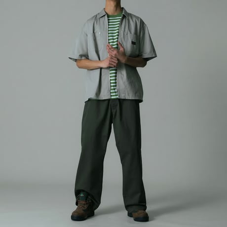 XLARGE | ZIP UP S/S WORK SHIRT(KHAKI)