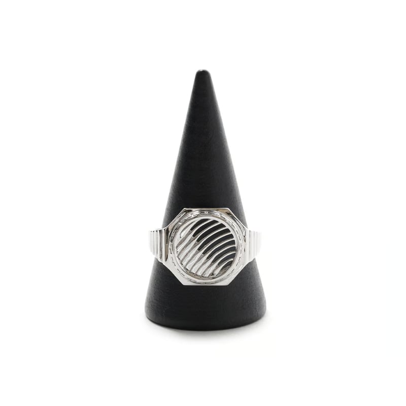 HELLRAZOR / LOGO RING with ONYX (STERLING SILVE