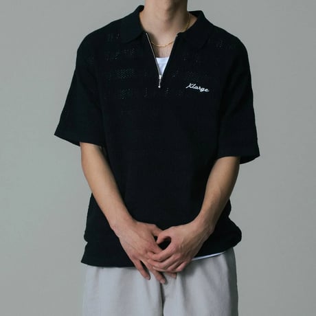 XLARGE | STRIPED KNIT POLO SHIRT(BLACK)