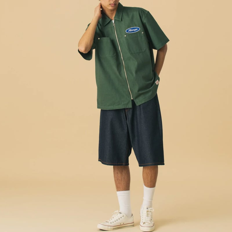 XLARGE | ZIP UP S/S WORK SHIRT(GREEN) | T.F.L o XLARGE | ZIP UP S/S WORK SHIRT(GREEN) | T.F.L o