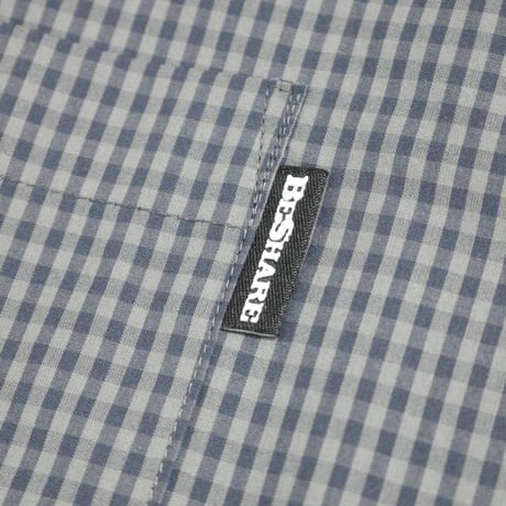 BE-SHARE |Open Collar Check L/S Shirt(Grey)