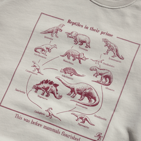 BE-SHARE |Reptiles in their prime Crewneck Sweat(CREAM)