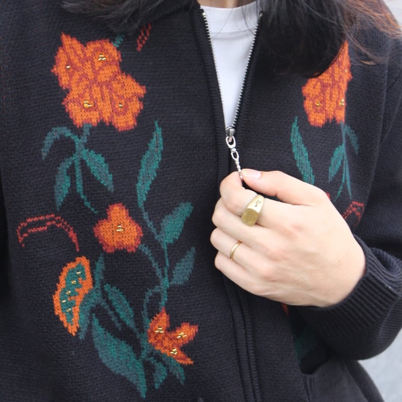 OBEY カーディガン OBEY |FLORAL ZIP CARDIGAN(BLACK) | T.F.L online