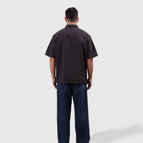 VICTORIA HK / SEERSUCKER QUARTER ZIP SHIRT(BLACK)
