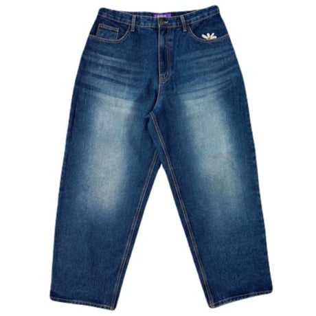 LABROS / Smart Daisy Cat Brush Baggy Jeans (Indigo)