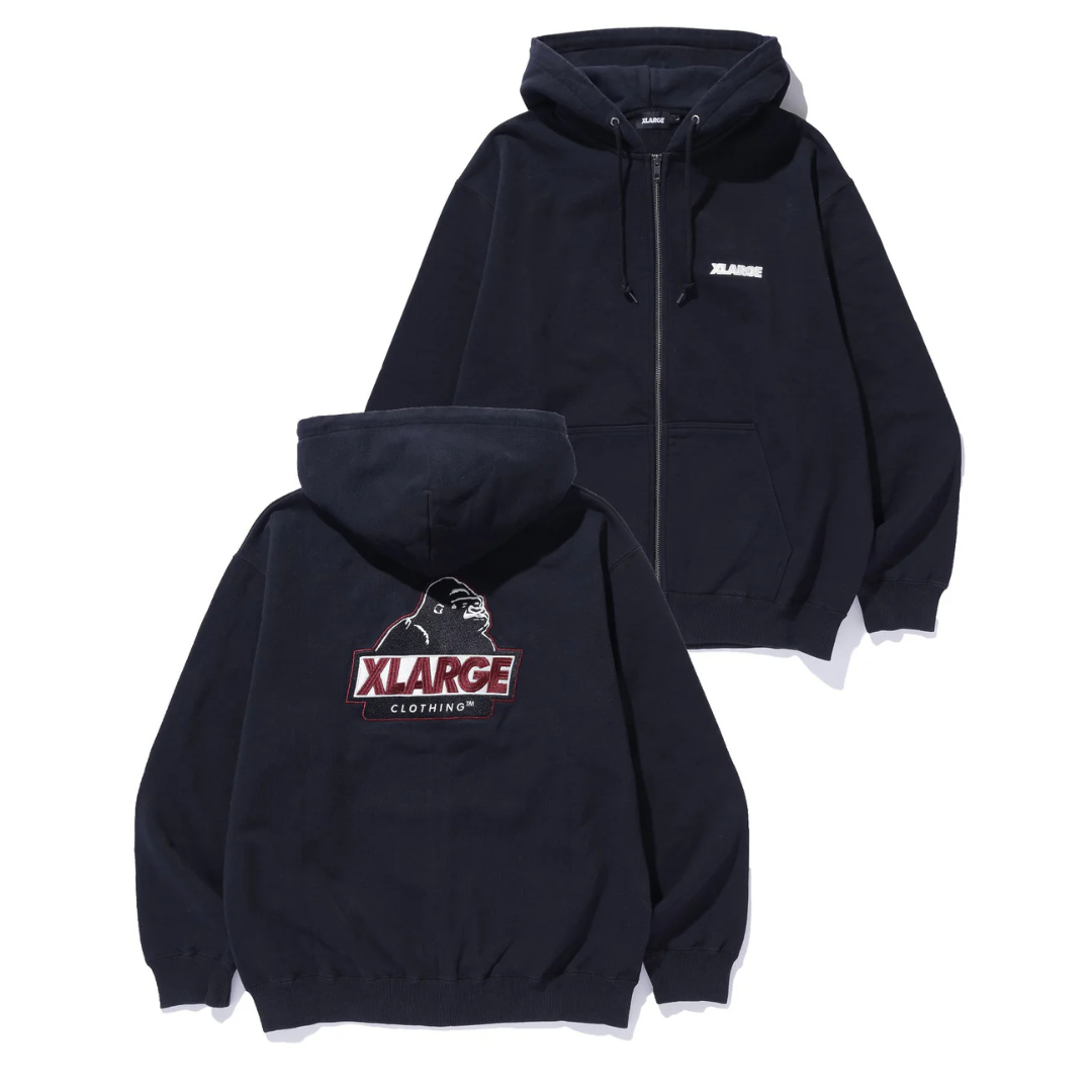 XLARGE | SLANTED OG ZIP HOODED SWEATSHIRT(BLACK