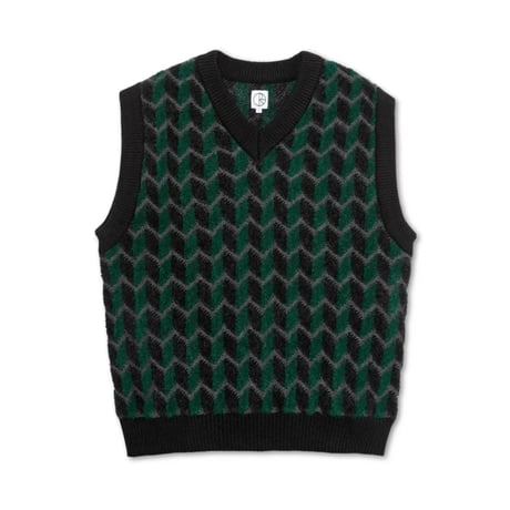 POLAR SKATE CO. / ZIG ZAG KNIT VEST (BLACK/DARK TEAL)