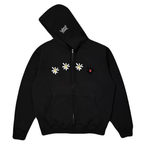 LABROS / 4 Daisies Terry Zip Up Hoodie (Black)