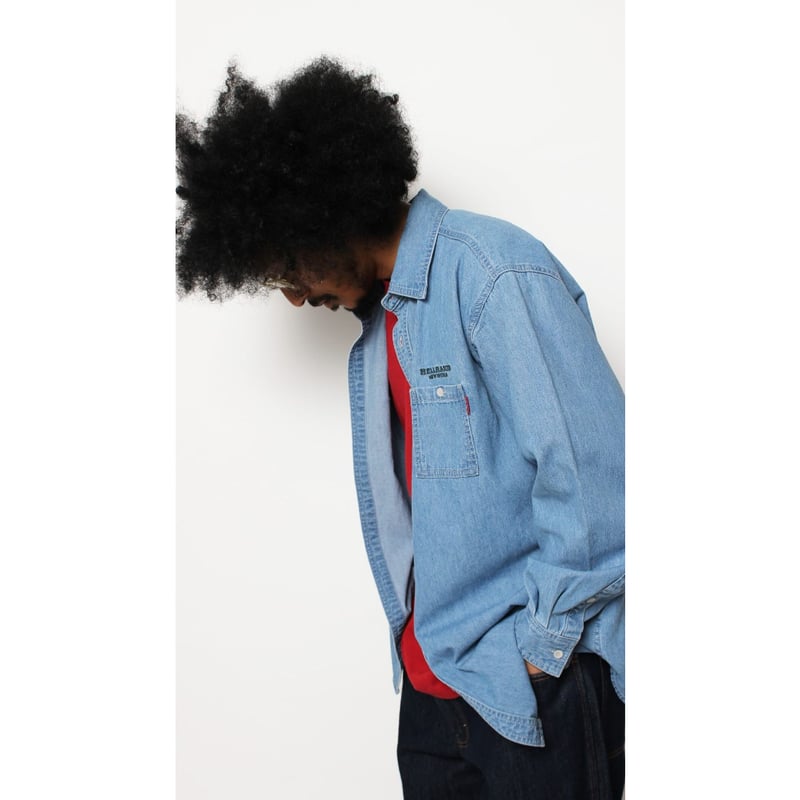 HELLRAZOR / BLOCK LOGO DENIM SHIRT (INDIGO) | T HELLRAZOR / BLOCK LOGO DENIM SHIRT (INDIGO) | T
