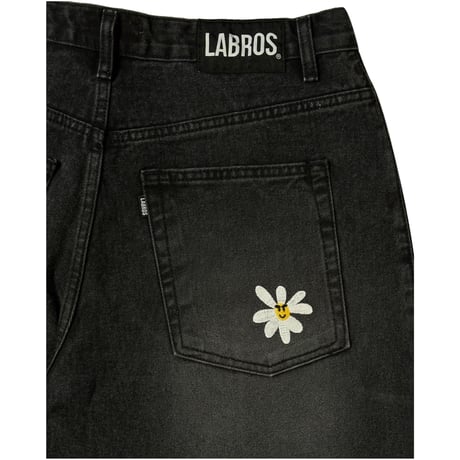LABROS / Smart Daisy Cat Brush Baggy Jeans (Black)