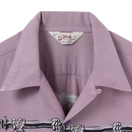 STAR OF HOLLYWOOD / HOPSACK RAYON OPEN SHIRT “SHRUNKEN HEAD” (PURPLE)