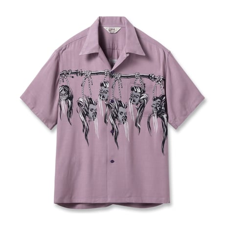 STAR OF HOLLYWOOD / HOPSACK RAYON OPEN SHIRT “SHRUNKEN HEAD” (PURPLE)
