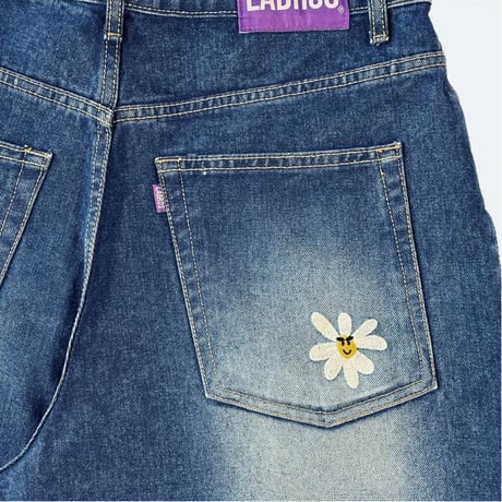 LABROS / Smart Daisy Cat Brush Baggy Jeans (Indigo)
