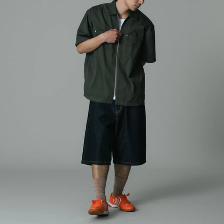 XLARGE | ZIP UP S/S WORK SHIRT(OLIVE)