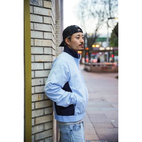 GRAND COLLECTION / COTTON/NYLON TRACK JACKET (POWDER BLUE/NAVY)