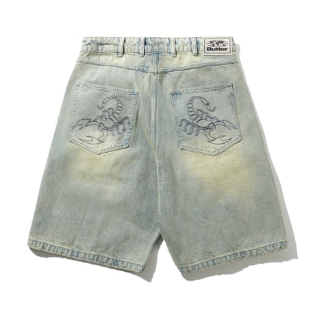 Butter Goods| Scorpion Stitch Denim Shorts (Tinted Light Blue)