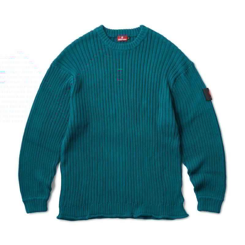 HELLRAZOR / BIG RIB CREW KNIT (JADE BLUE) | T.F