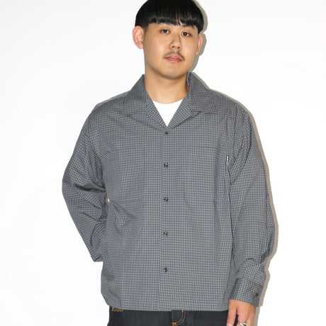 BE-SHARE |Open Collar Check L/S Shirt(Grey)