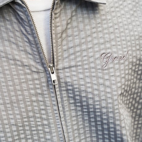 GRAND COLLECTION / SEERSUCKER SHORT SLEEVE ZIP UP SHIRT (GREY)