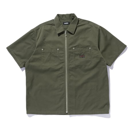 XLARGE | ZIP UP S/S WORK SHIRT(OLIVE)