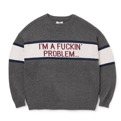 SON OF THE CHEESE | "I'M FUCKING PROBLEM" Crew Knit (GRAY)