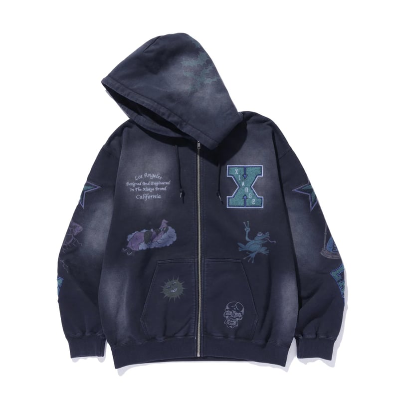 イプＸＬサイズ XLARGE | MULTI LOGO ZIP UP HOODED SWEATSHIRT(BL