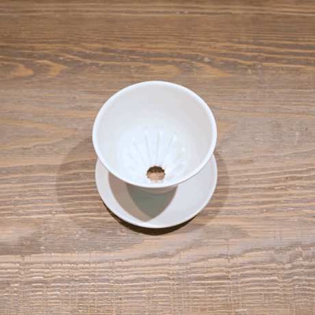 陶器の１点ものドリッパー　白＆コーヒー豆セット（送料無料）