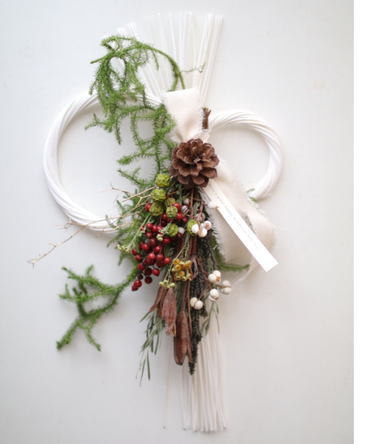 16）2026 しめ縄飾り ホワイトラタン | 草花のある暮らし atelier Kanon