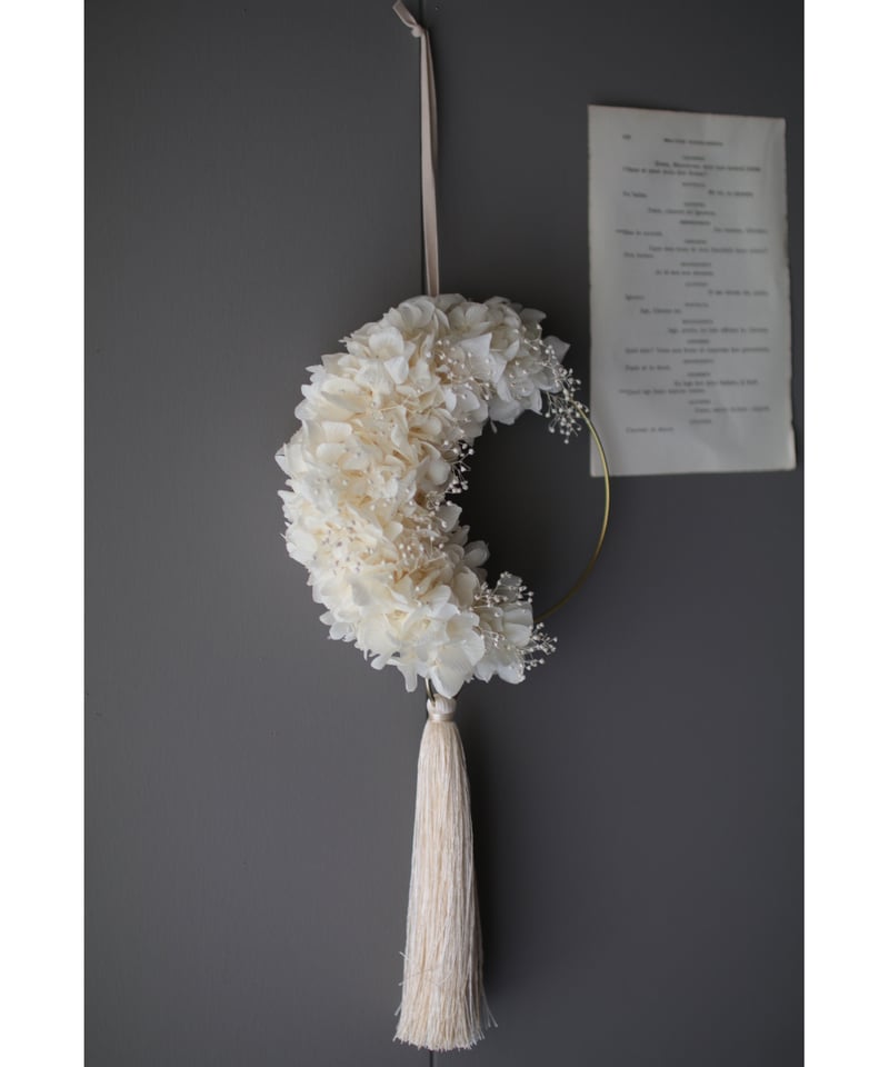 一点物 月×大きな紫陽花リース ワイヤークラフト ディップアート