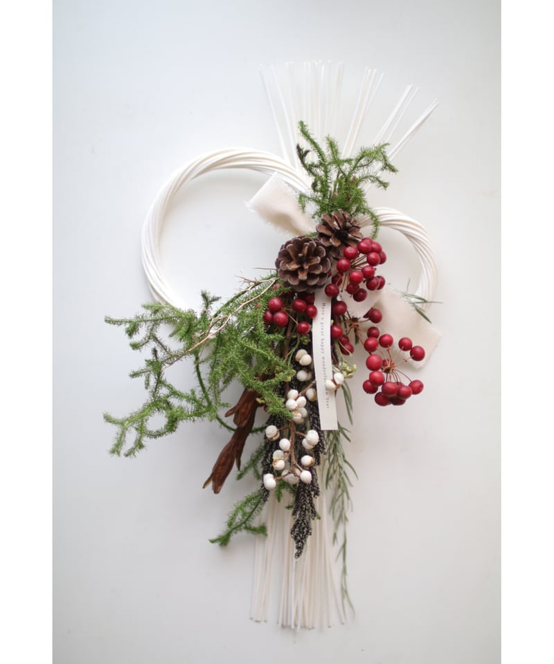 しめ縄　しめ縄飾り　ナチュラル　ホワイト 15）2026 しめ縄飾り ホワイトラタン | 草花のある暮らし atelier Kanon