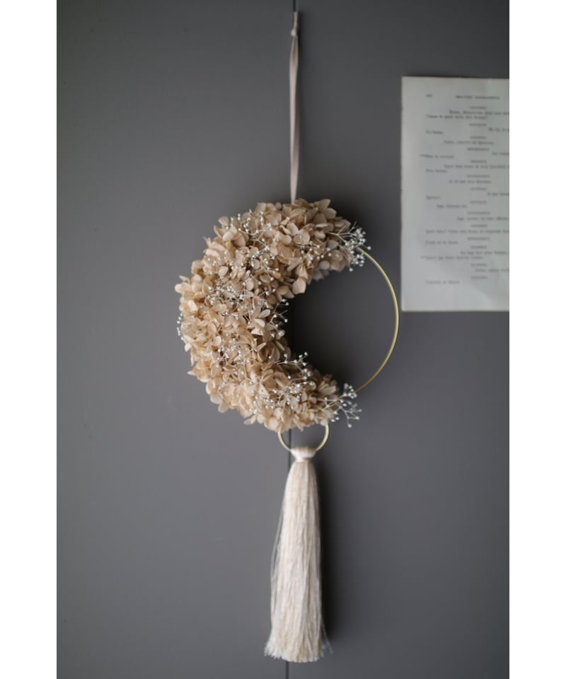 モーニングMoon 大きな紫陽花リース ワイヤークラフト ディップアート