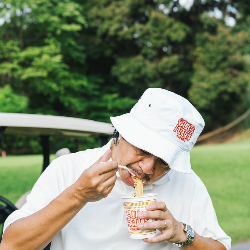 CupNoodle × CLUBHAUS BucketHat - White | CLUBHA