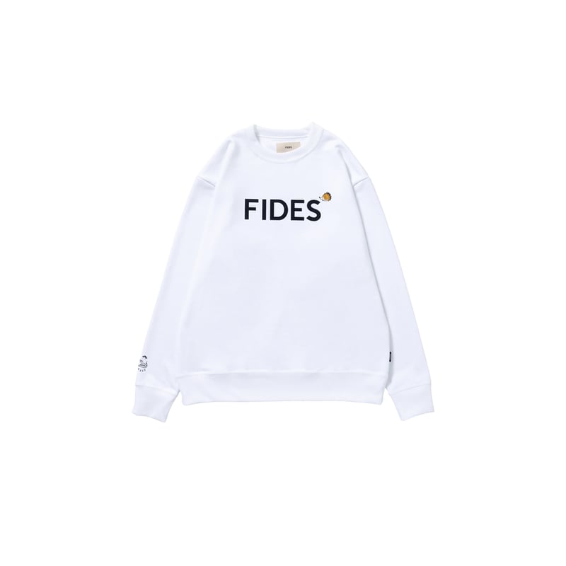 FIDES × CLUBHAUS Logo Crew Neck - White | CLUBH