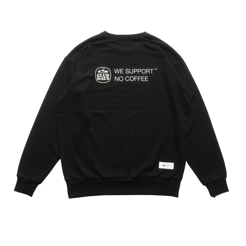 NO COFFEE × CLUBHAUS CREW SWEAT SHIRT - Black | NO COFFEE × CLUBHAUS CREW SWEAT SHIRT - Black |