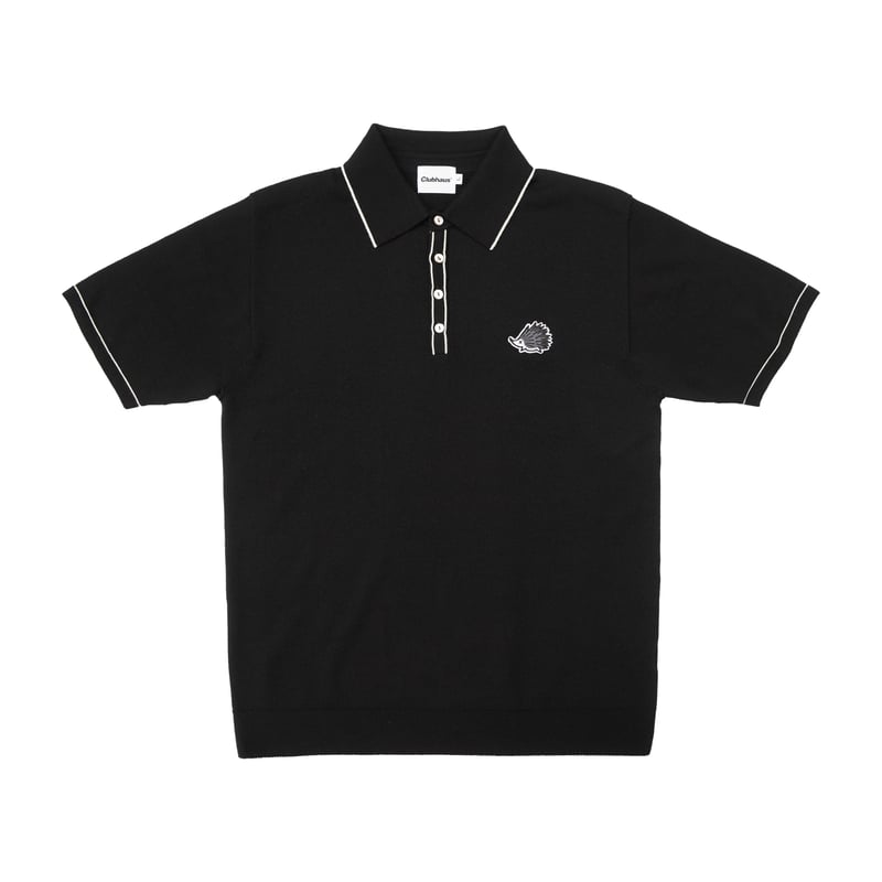 Wedgehog GrayScale Knit Polo - Black | CLUBHAUS Wedgehog GrayScale Knit Polo - Black | CLUBHAUS